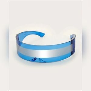 Blue Rimless Striped Sunglasses